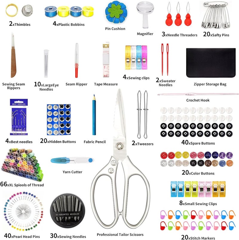 Ghguole 66 Color Sewing Kit for Adults,305 Pcs Sewing Thread Kit,Portable Needle and Thread Kit for Sewing,for Adults, Kids, Beginner, Home, Travel, Emergency Sewing Kits - Image 2